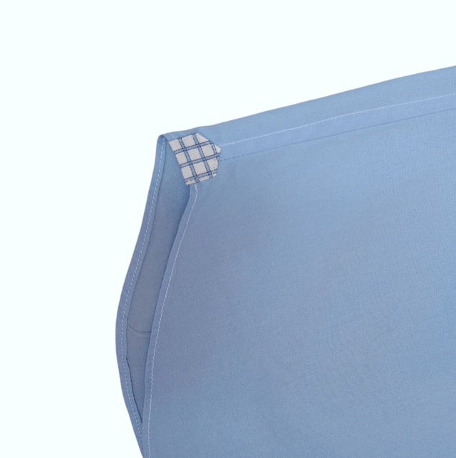 Camicia uomo azzurra con collo e polsi a quadri