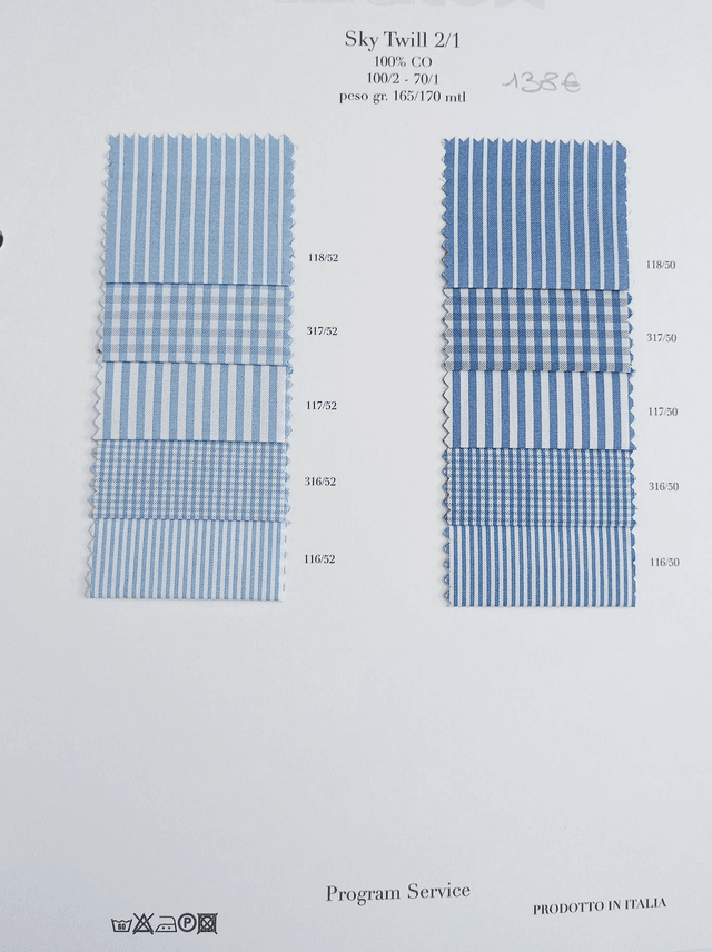 Tessuto per camicia su misura Sky twill